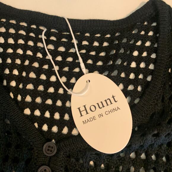 Hount Dress Womens S Small Black Open Stitch Crochet Knit Cover Up See Through - Picture 8 of 11
